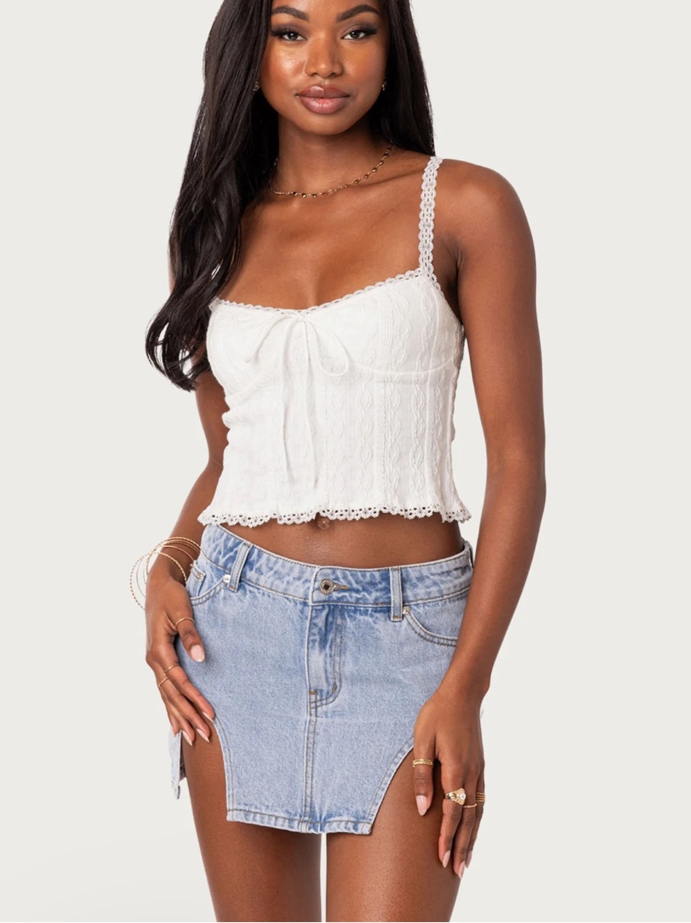 Edikted Lacey Knit Tank Top